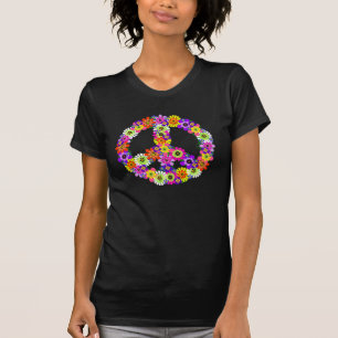 T-shirt SYMBOLE DE LA PAIX COULEUR Floral SUR Turquoise