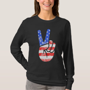 T-shirt SYMBOLE DE LA Paix DU Drapeau Américain Main 4 Jui