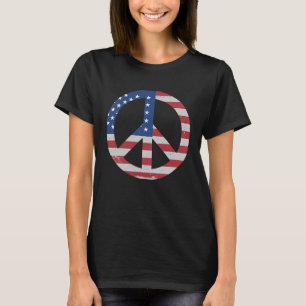 T-shirt SYMBOLE DE LA PAIX DU Drapeau Américain USA Patrio