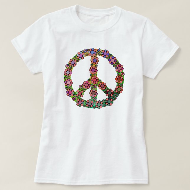 T-shirt SYMBOLE DE LA PAIX Fleur colorée Amour (Design devant)