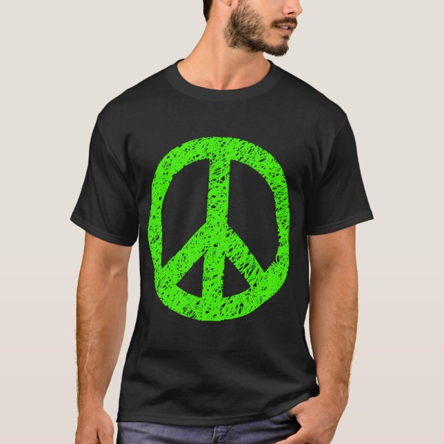 T-shirt Symbole de la paix griffonné - Chartreuse (Devant)