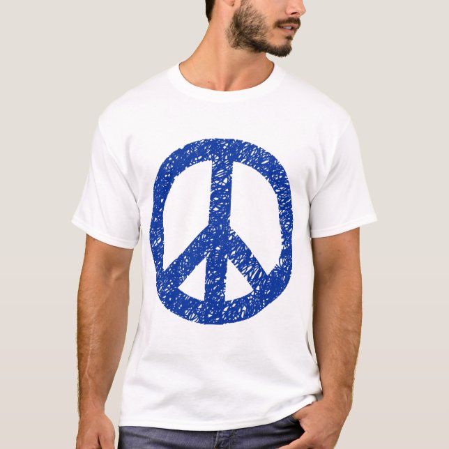 T-shirt Symbole de la Paix Scribblée - Bleu Marine (Devant)
