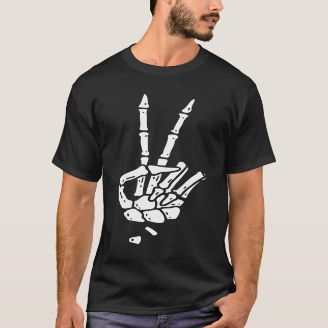 T-shirt SYMBOLE DE LA PAIX Squelette main (Devant)