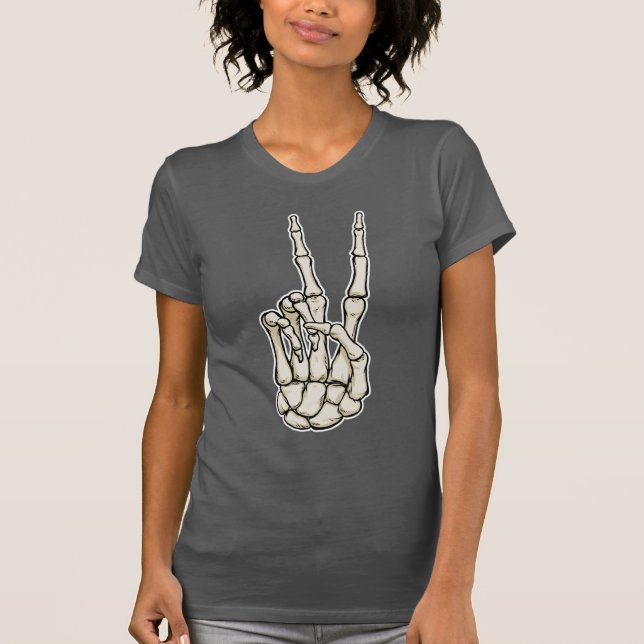 T-shirt SYMBOLE DE LA PAIX Squelette MAIN (Devant)
