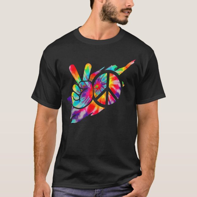 T-shirt SYMBOLE DE LA PAIX Tie Dye Pour Hommes Femmes Enfa (Devant)