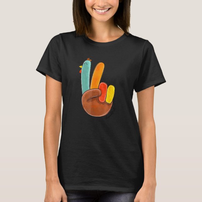 T-shirt SYMBOLE DE LA Paix Turquie Cool MAIN Thanksgiving  (Devant)