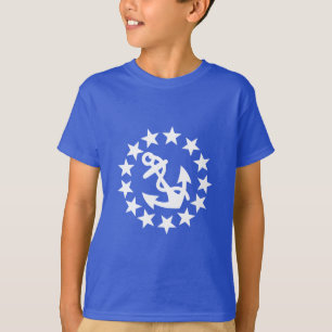 T-shirt Symbole de l'Ancre du drapeau du yacht sur bleu