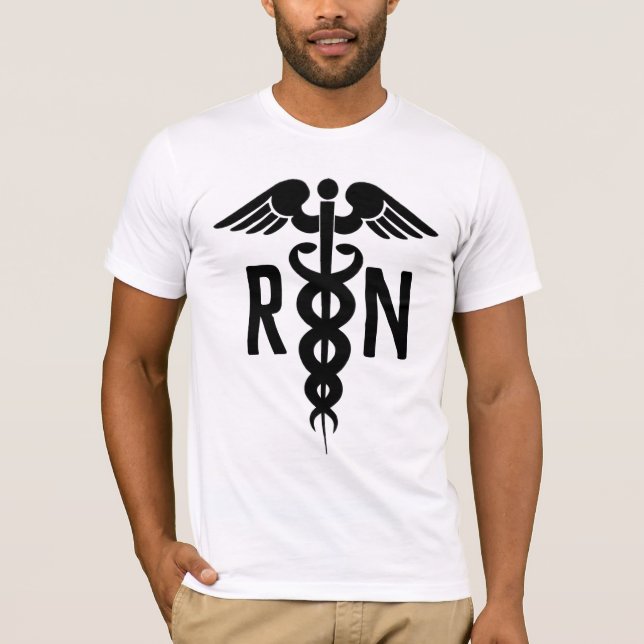 T-shirt Symbole de l'infirmière masculine Caduceus Blanc N (Devant)