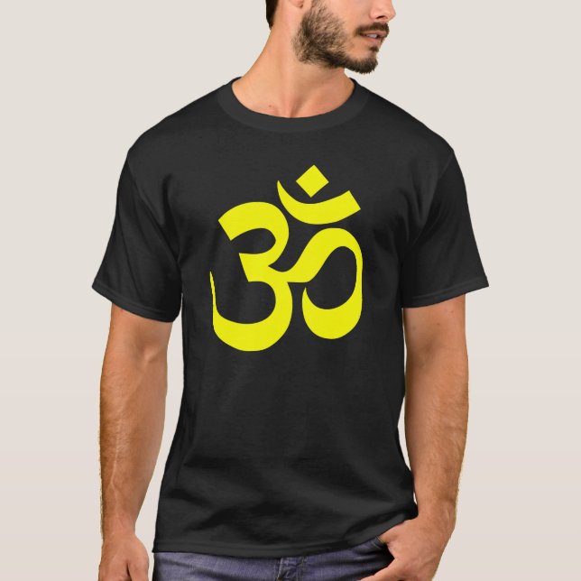 T-shirt Symbole de l'Om noir et jaune (Devant)