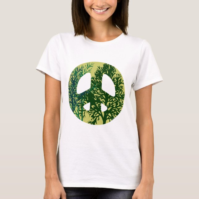 T-SHIRT SYMBOLE DE PAIX ARBRES VERTS (Devant)