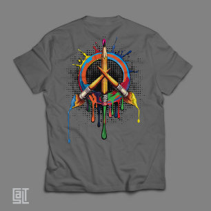 T-shirt Symbole de paix artistique Pinceau et crayon Éduca