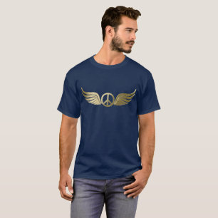T-shirt Symbole de paix d'apparence métallique avec ailes