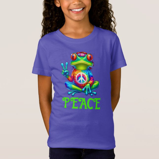 T-Shirt SYMBOLE DE PAIX DE Grenouille ARBRE Tie Dye (Devant)