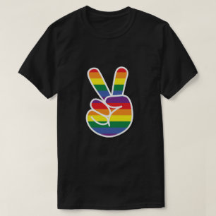T-shirt Symbole de paix de la Fierté arc-en-ciel brillant