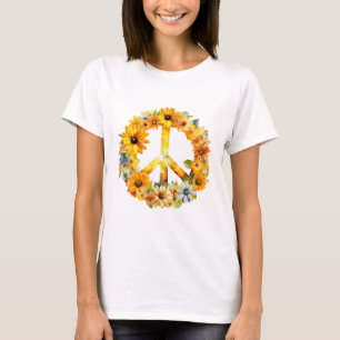 T-shirt SYMBOLE DE PAIX DE Tournesol Hippie