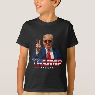 T-shirt SYMBOLE DE PAIX DE Trump MAIN Drapeau américain Tr