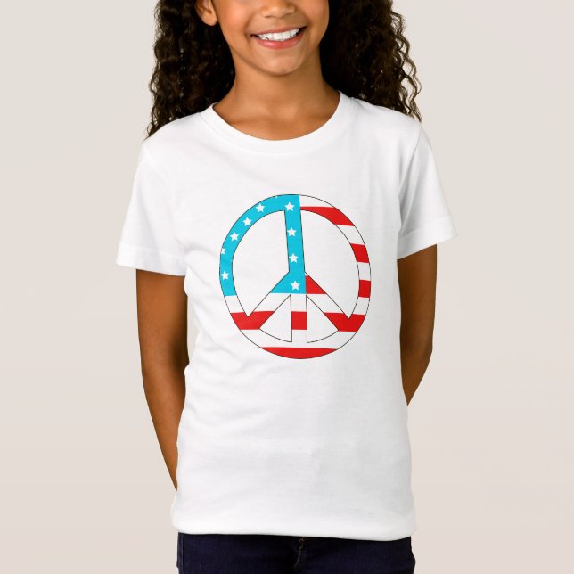 T-Shirt Symbole de paix du drapeau américain (Devant)