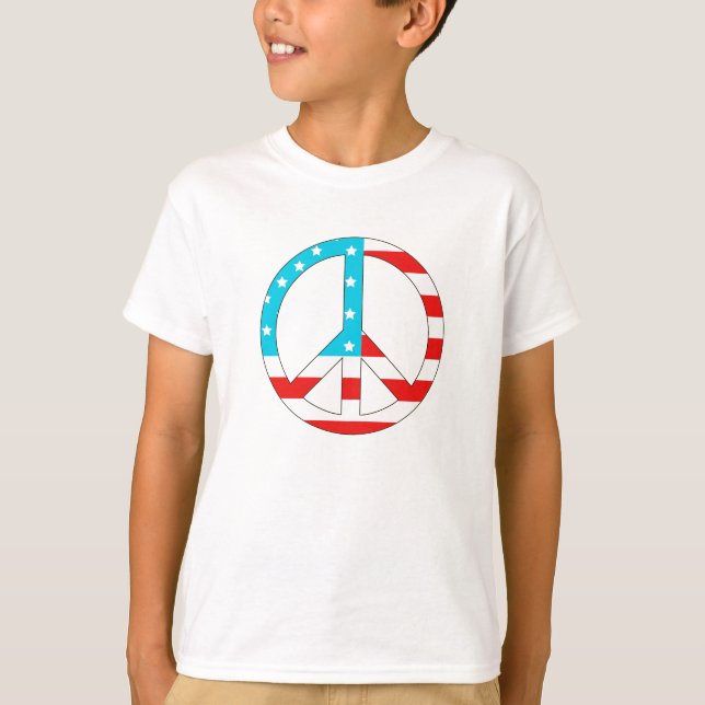T-shirt Symbole de paix du drapeau américain (Devant)