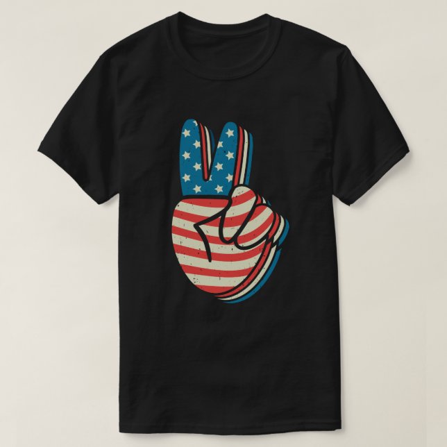 T-shirt SYMBOLE DE PAIX DU Drapeau Américain 4 juillet (Design devant)