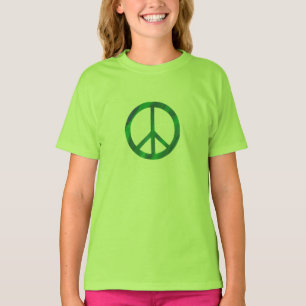 T-shirt Symbole de paix en bleu et vert, chemises