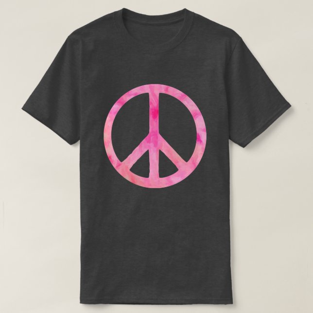 T-shirt Symbole de paix en teinture rose (Design devant)