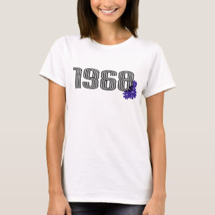 T-shirt SYMBOLE DE PAIX FLEURIE 1968 Hippie violet