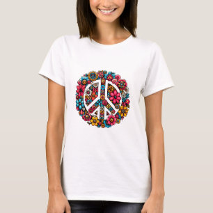 T-shirt symbole de paix floral couleur illustration art