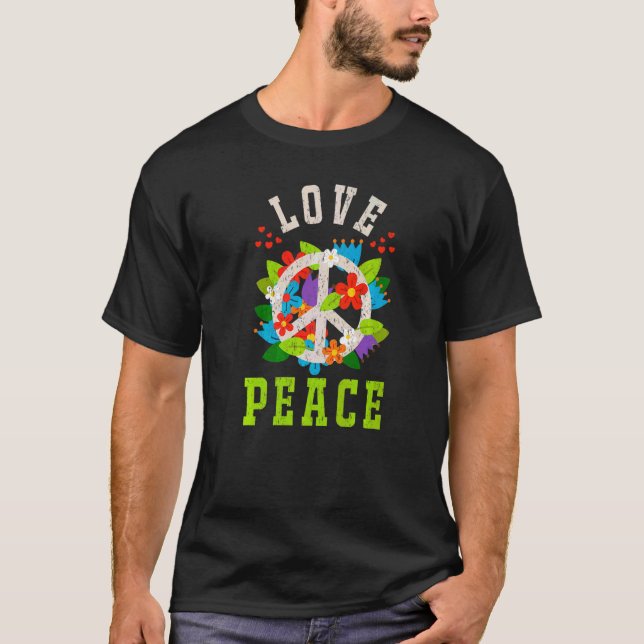 T-shirt SYMBOLE DE PAIX Florale de Paix 60s les années 70  (Devant)