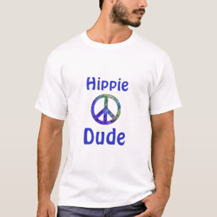 T-shirt Symbole de paix Hippie Dué Bleu Vert Tie Tee de P