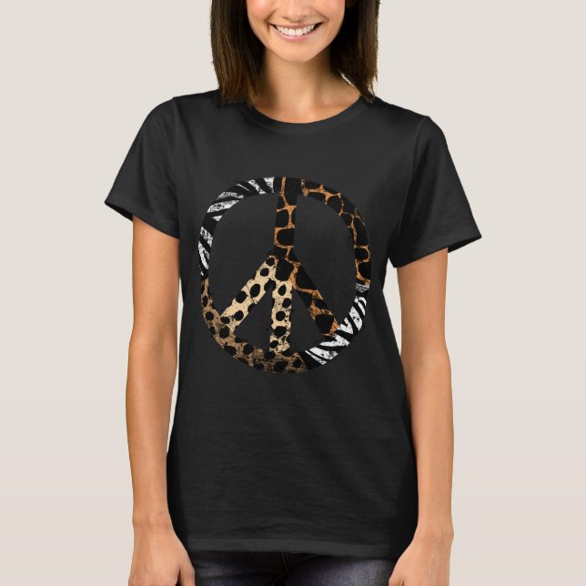 T-shirt Symbole de paix Motif d'animaux d'Afrique (Devant)