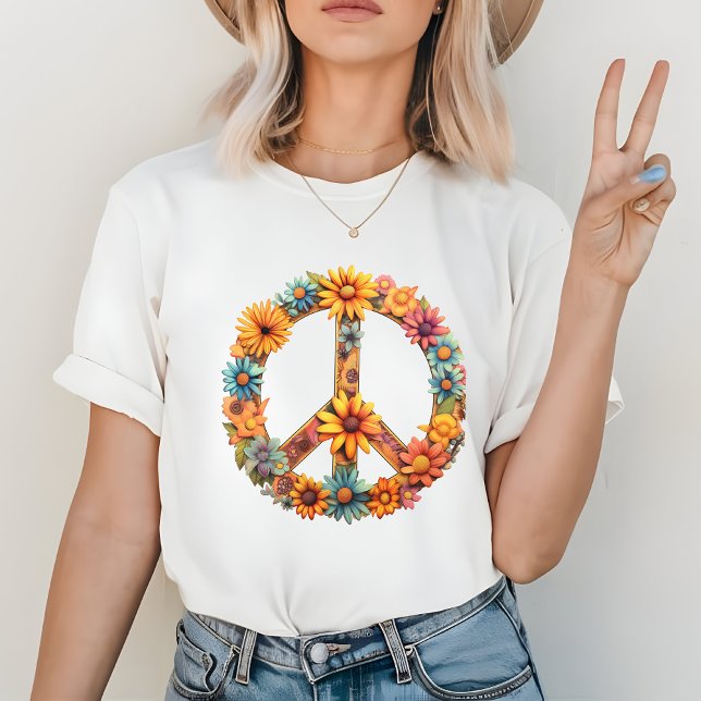 T-shirt SYMBOLE DE PAIX RÉtro Floral (Créateur téléchargé)