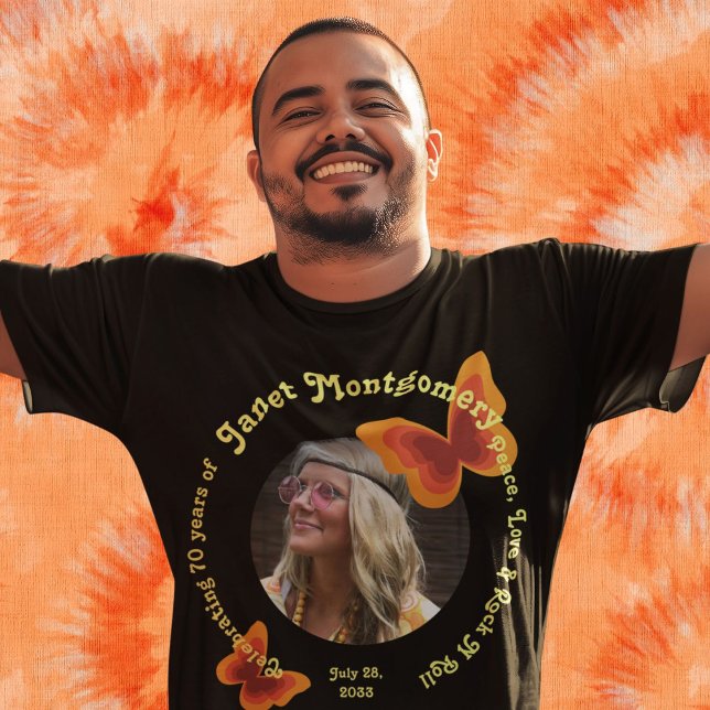 T-shirt Symbole de Paix Rétro Papillon Psychédélique Anniv (Créateur téléchargé)