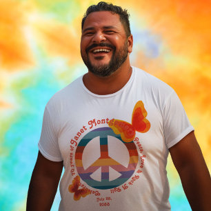 T-shirt Symbole de Paix Rétro Papillon Psychédélique Anniv