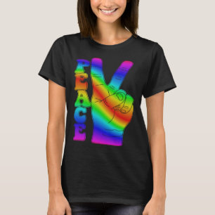 T-shirt Symbole de Paix Tee Doigts Retro 60 s 70 s Hippie