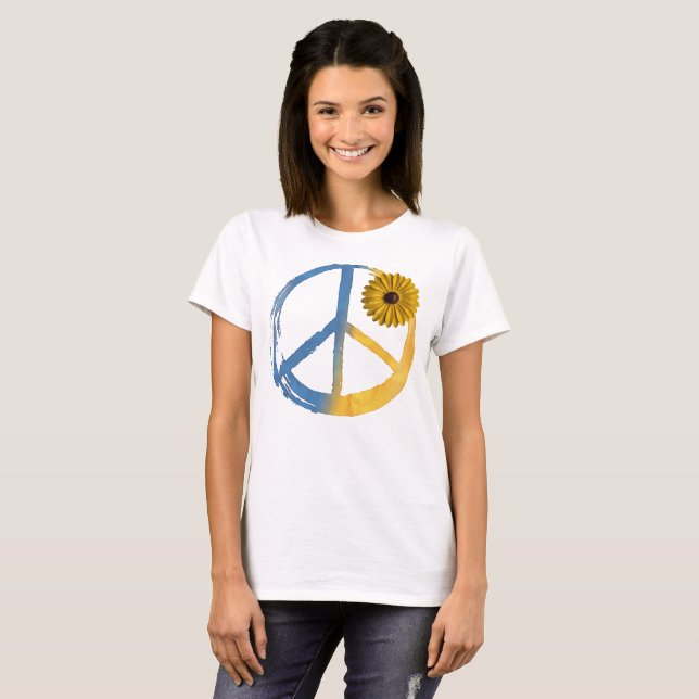 T-shirt SYMBOLE DE PAIX ukrainien SIGNE Tournesol Ukraine  (Devant entier)