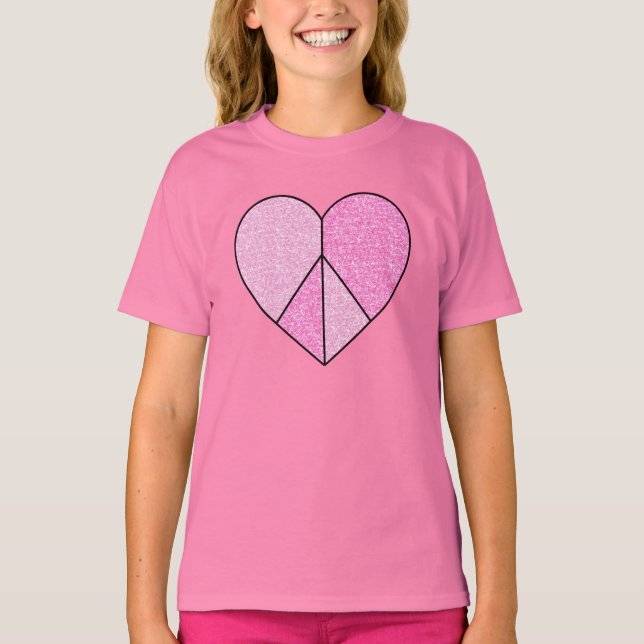 T-shirt SYMBOLE DE parties scintillant DE LA PAIX COEUR (Devant)