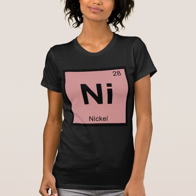 T-shirt Symbole de tableau périodique de la chimie du nick (Devant)