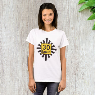 T-shirt Symbole de trafic d'éclatement de soleil de 30 kmh