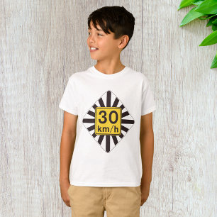 T-shirt Symbole de trafic d'éclatement de soleil de 30 kmh