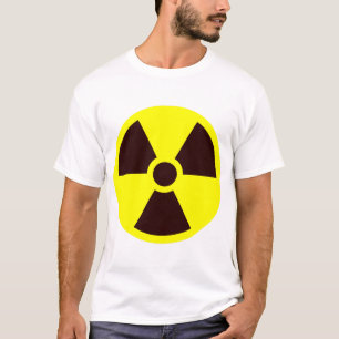 T-shirt Symbole de Trefoil noir sur Arrière - plan jaune