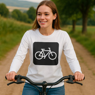T-shirt Symbole de vélo minimaliste noir et blanc