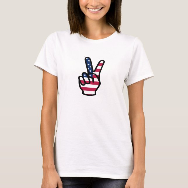 T-shirt Symbole de victoire avec drapeau américain (Devant)