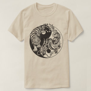 T-shirt symbole de yang de yin de dragon et de tigre