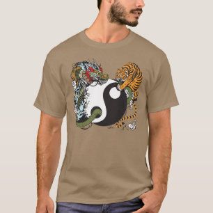T-shirt symbole de yang de yin de dragon et de tigre