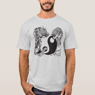 T-shirt symbole de yang de yin de dragon et de tigre