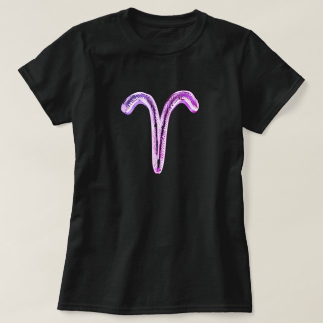 T-shirt SYMBOLE D'Horoscope Aries Pink Violet (Design devant)
