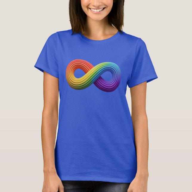 T-shirt Symbole d'infini arc-en-ciel 3D Autisme Neurodiver (Devant)