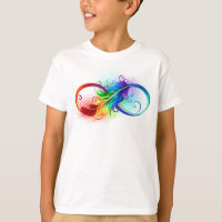 Symbole d'infini avec plume arc-en-ciel