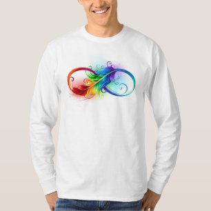 T-shirt Symbole d'infini avec plume arc-en-ciel