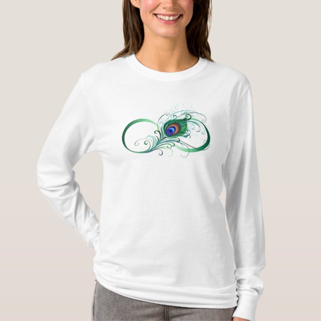 T-shirt Symbole d'infini avec plume de paon (Devant)